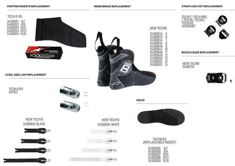 boot tech8rs alpinestars replacement parts